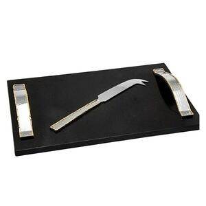 Godinger Artisan Loft Leaf Marble Cheese Board with Knife